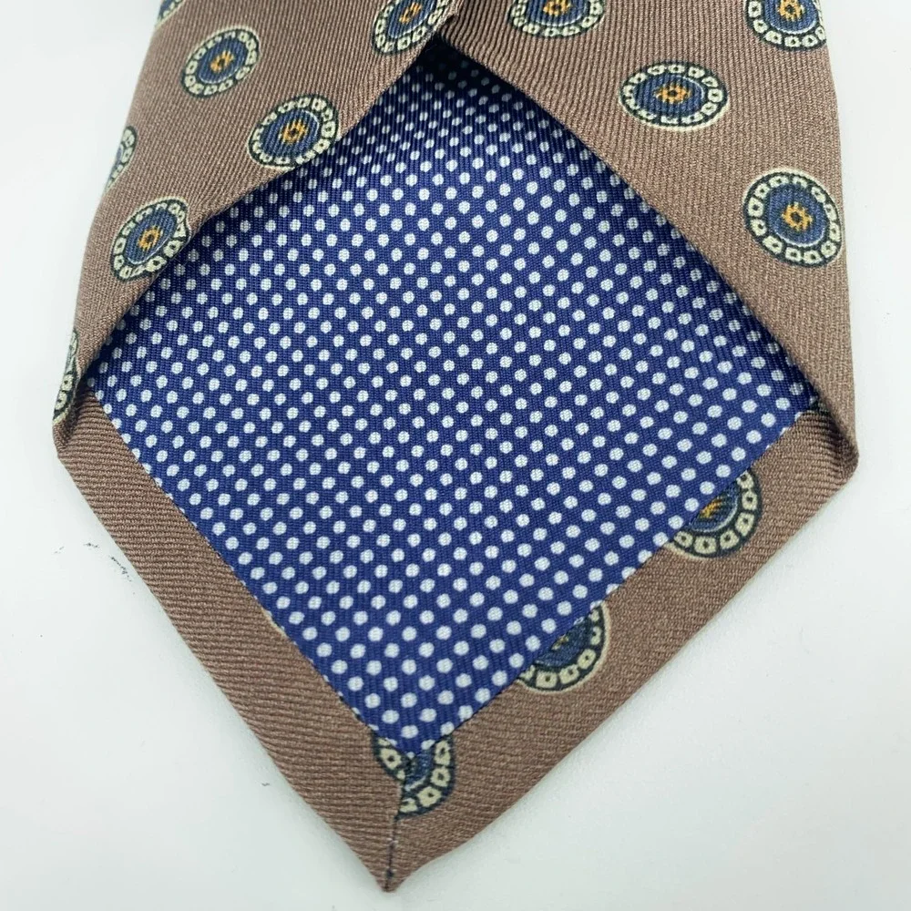 Eton Tie Mens One Size Multi Patterned Silk Luxury Classic Necktie Italy Made